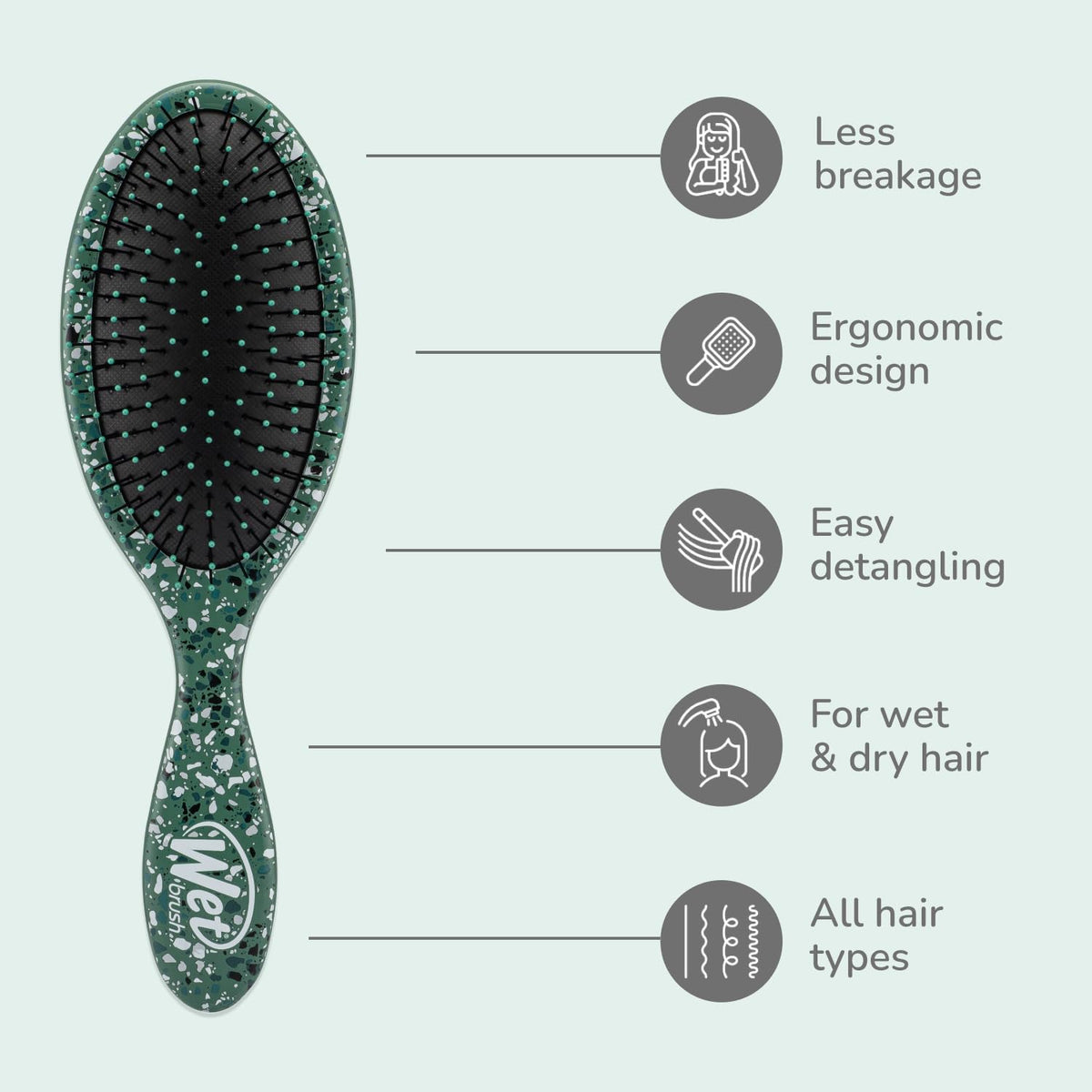 Wet Brush Original Detangler on a bathroom counter