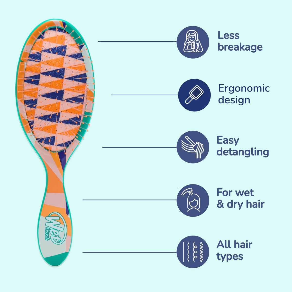 Wet Brush Original Detangler side view with flexible bristles