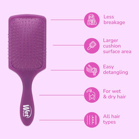 Wet Brush Paddle Detangler back view with AquaVent design