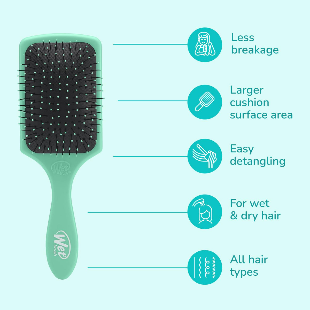 Wet Brush Paddle Detangler side view