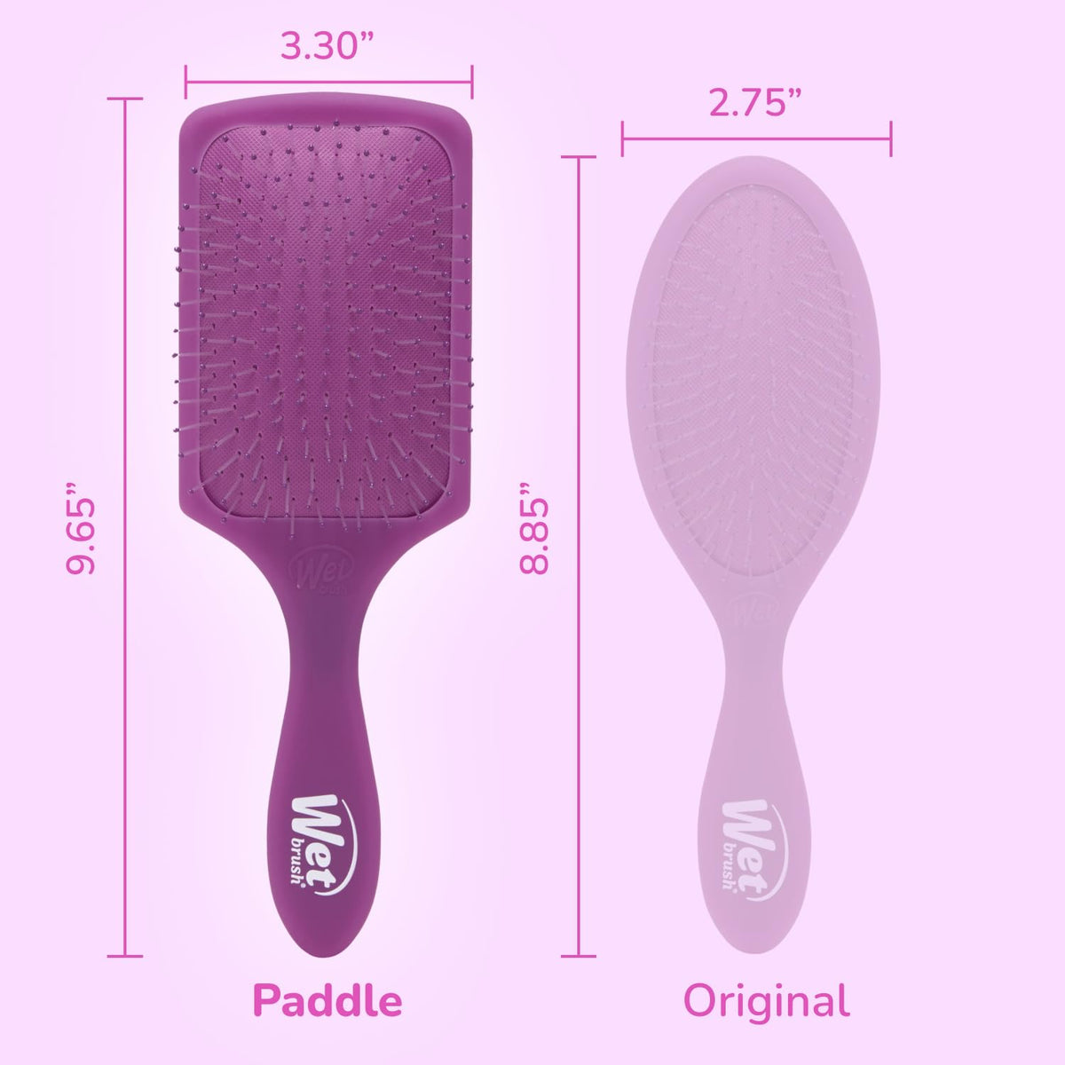 Wet Brush Paddle Detangler side view highlighting larger surface area