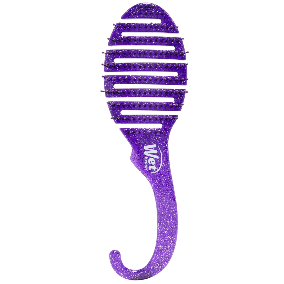 Wet Brush Shower Detangler front view in purple glitter