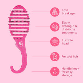 Wet Brush Shower Detangler hanging on a shower hook