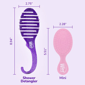 Wet Brush Shower Detangler in use on wet hair