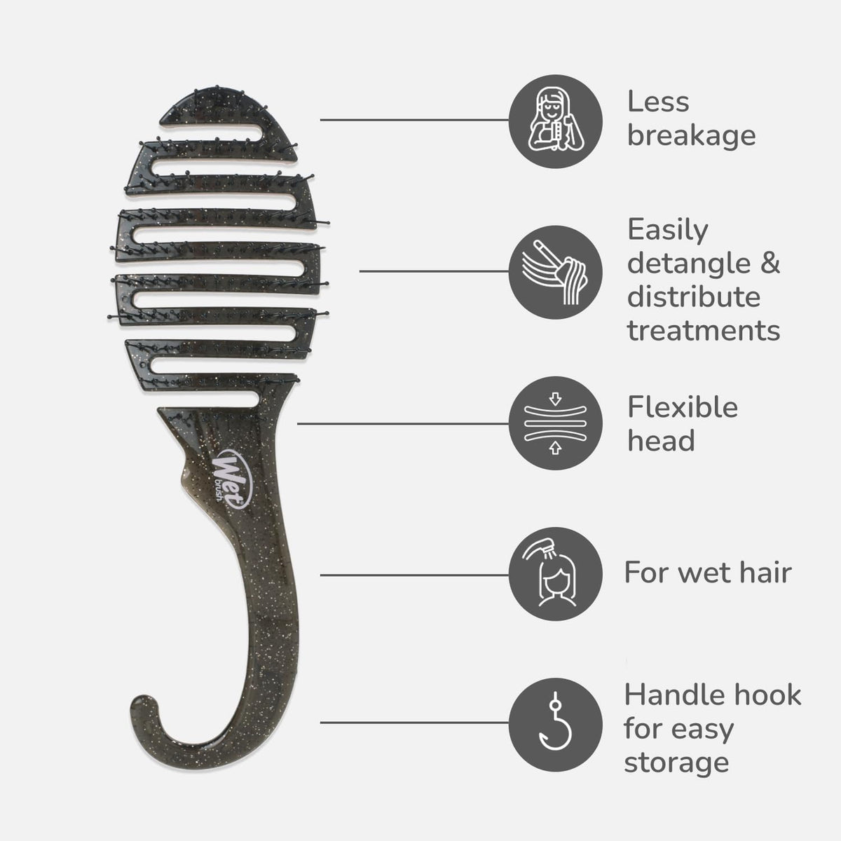 Wet Brush Shower Hair Brush Detangler flexible head and shower hook handle