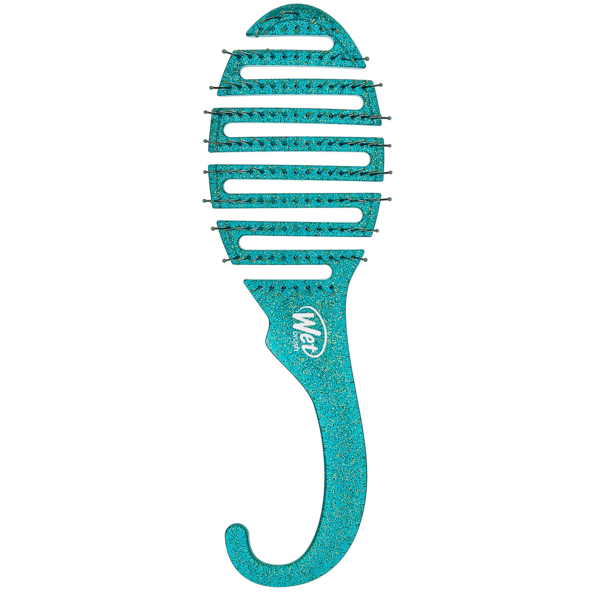 Wet Brush Shower Hair Brush Detangler front view in green glitter