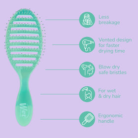 Wet Brush Speed Dry Hair Brush with close-up of heat-resistant bristles