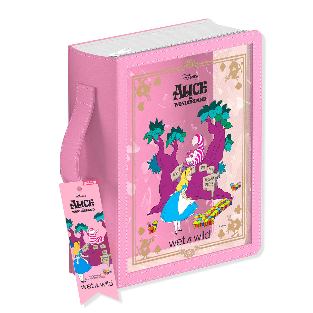 wet n wild Alice in Wonderland Makeup Bag open showing interior space