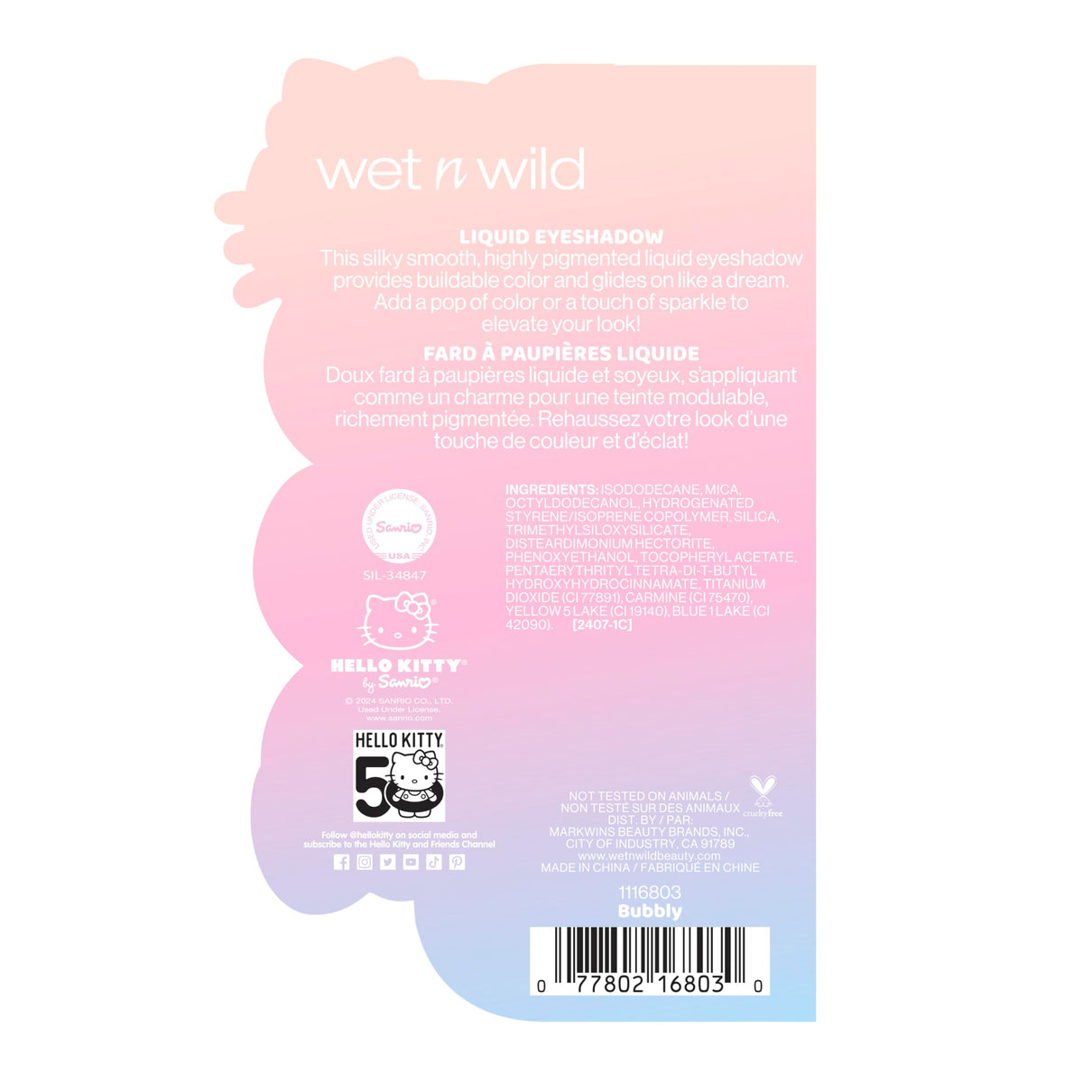 wet n wild Hello Kitty Liquid Eyeshadow Bubbly swatch