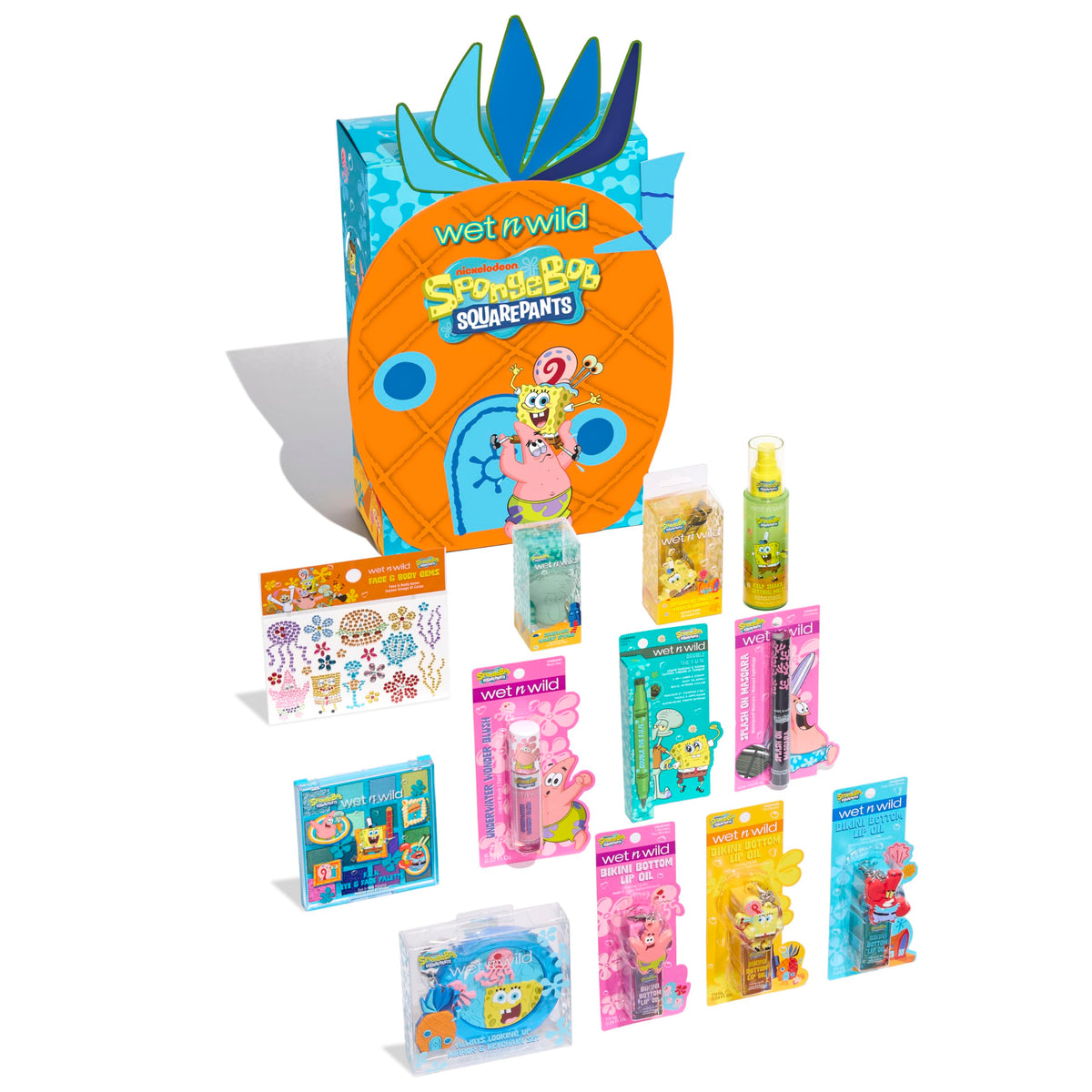 wet n wild SpongeBob SquarePants PR Box front view with pineapple design