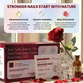 WGF Nail Polish Remover Pad with Rose Oil ingredient label