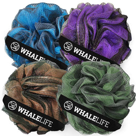 WhaleLife Bath Loofah Sponge 4-Pack in mixed colours