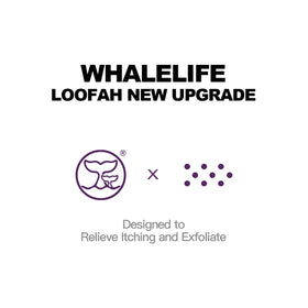 WhaleLife loofah sponge demonstrating exfoliating outer layer