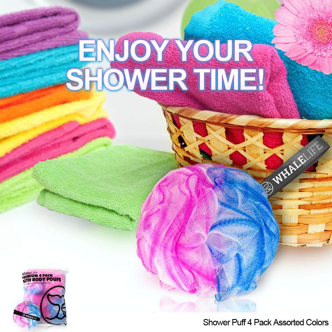 WhaleLife loofah sponge in use with soap
