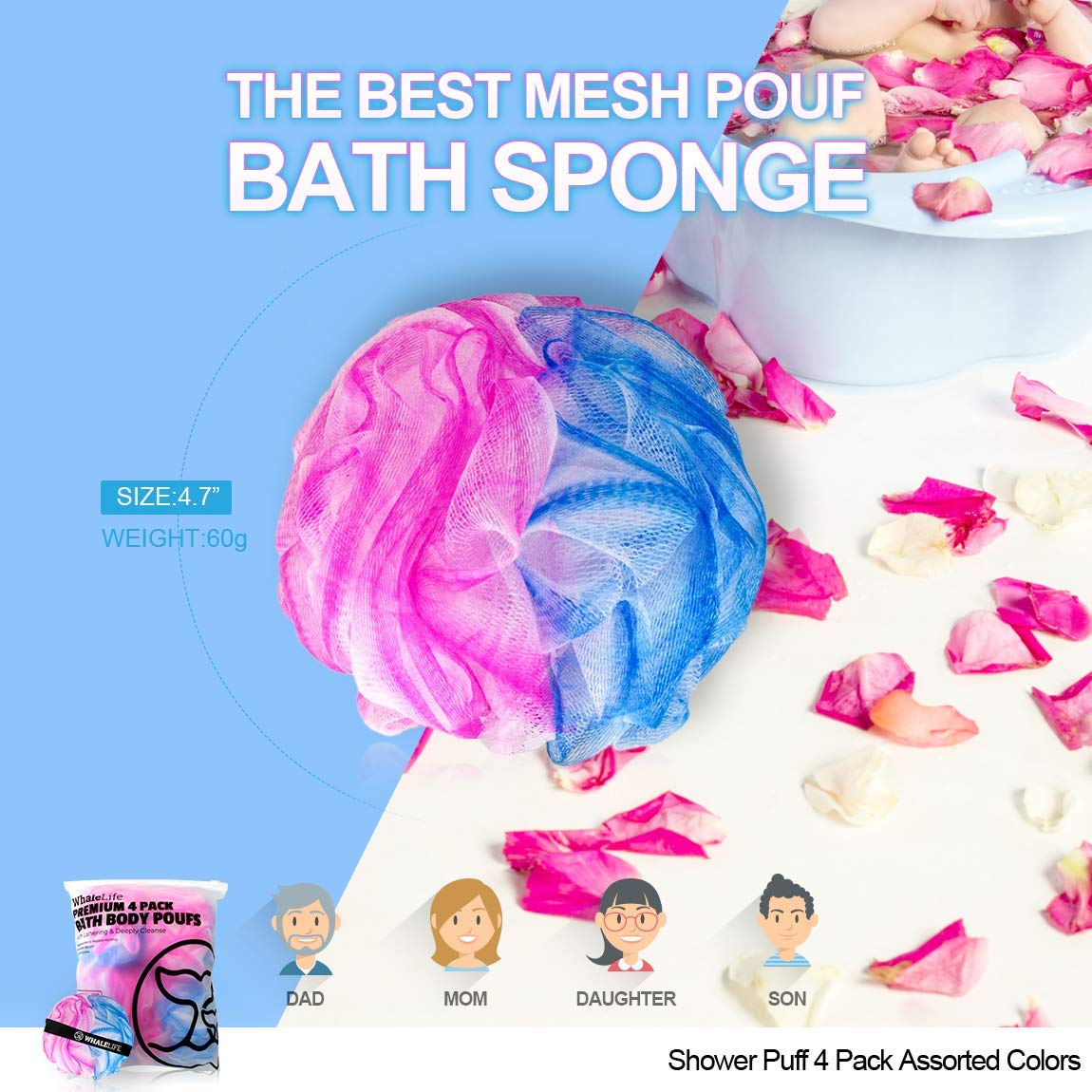 WhaleLife loofah sponge packaging front view
