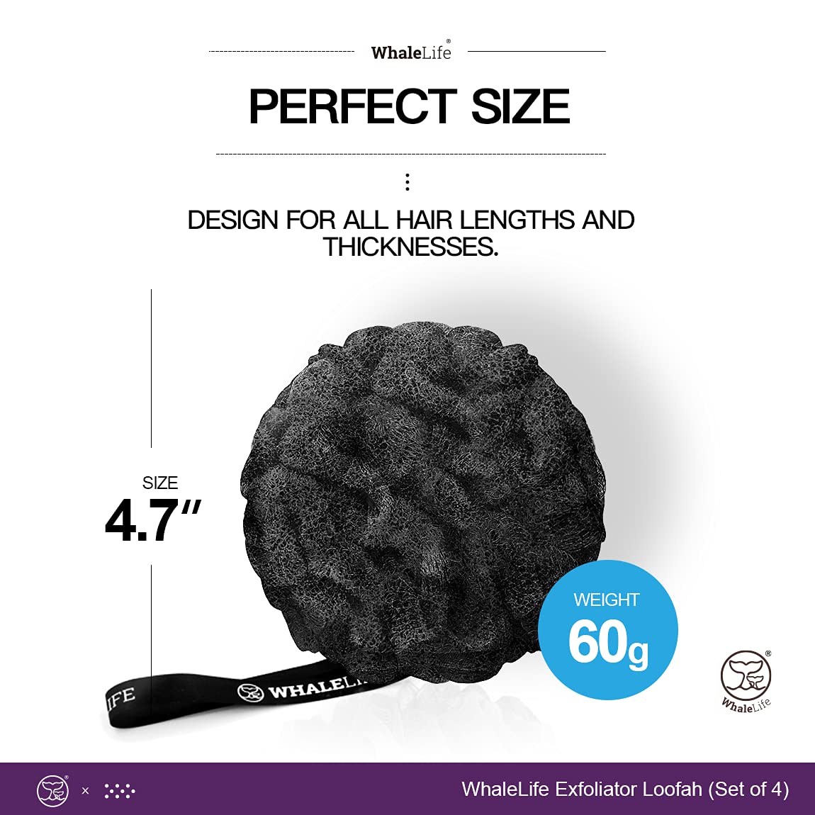 WhaleLife loofah sponge packaging front view