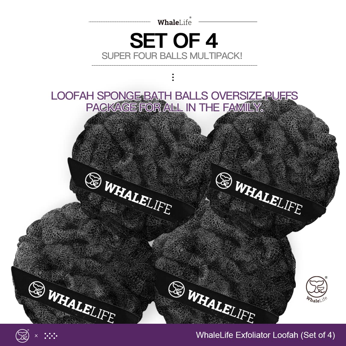 WhaleLife loofah sponge with foaming inner layer