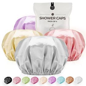 WhaleLife Satin Lined Shower Cap in light purple