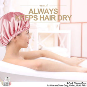 WhaleLife Satin Lined Shower Cap in pink