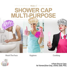 WhaleLife Satin Lined Shower Cap showing elastic design