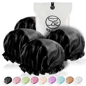 WhaleLife Shower Cap black double-layer waterproof front view