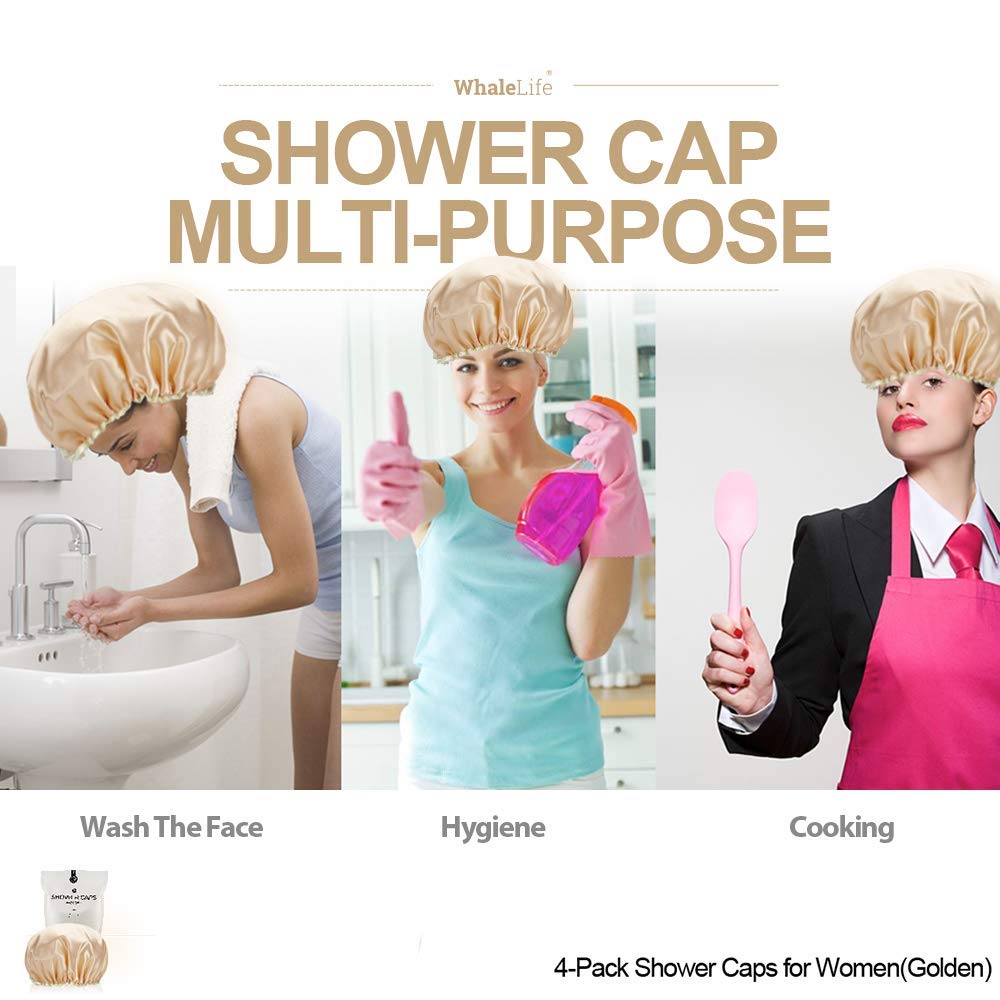 WhaleLife Shower Caps in lifestyle setting with family