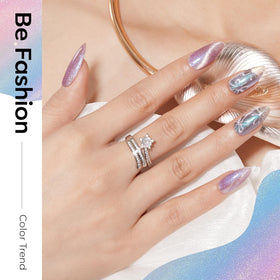 White-blue shimmer cat eye gel polish from modelones