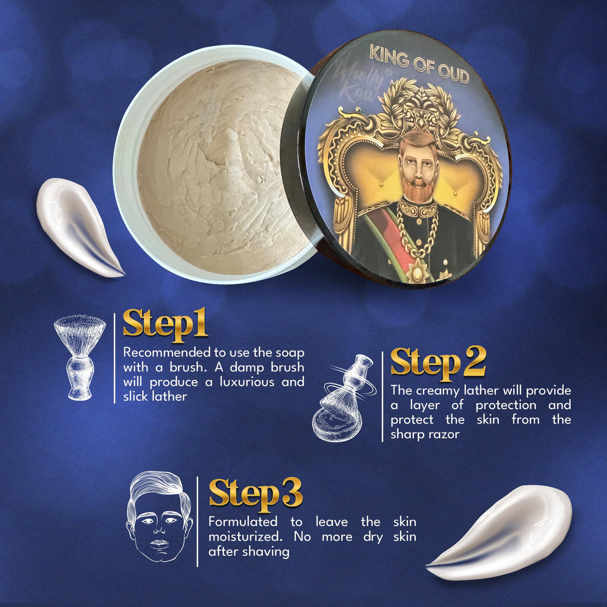 Wholly Kaw King of Oud Shaving Soap in a grooming set