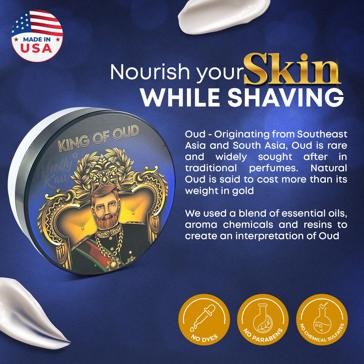 Wholly Kaw King of Oud Shaving Soap with shaving brush