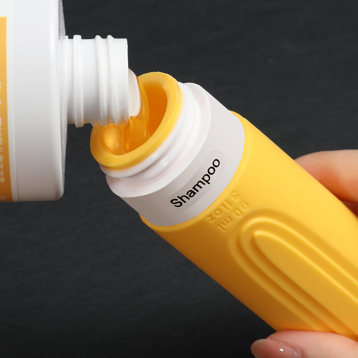 Wide opening of CHEODIN travel bottle for easy filling