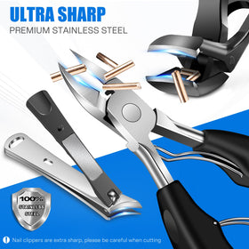 Wide opening of FUMAX toenail clippers for thick nails