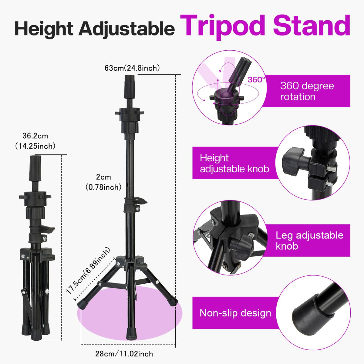 Wig stand accessories including wig caps and T-pin set