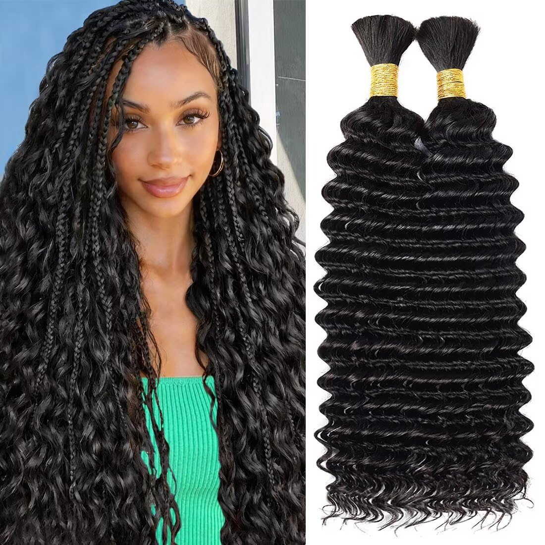WIGGSALONG 18-inch curly virgin human hair bundles front view