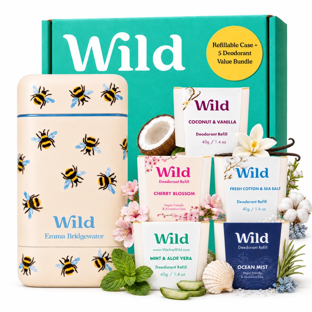 Wild Aluminum Free Natural Deodorant Starter Kit front view with scents