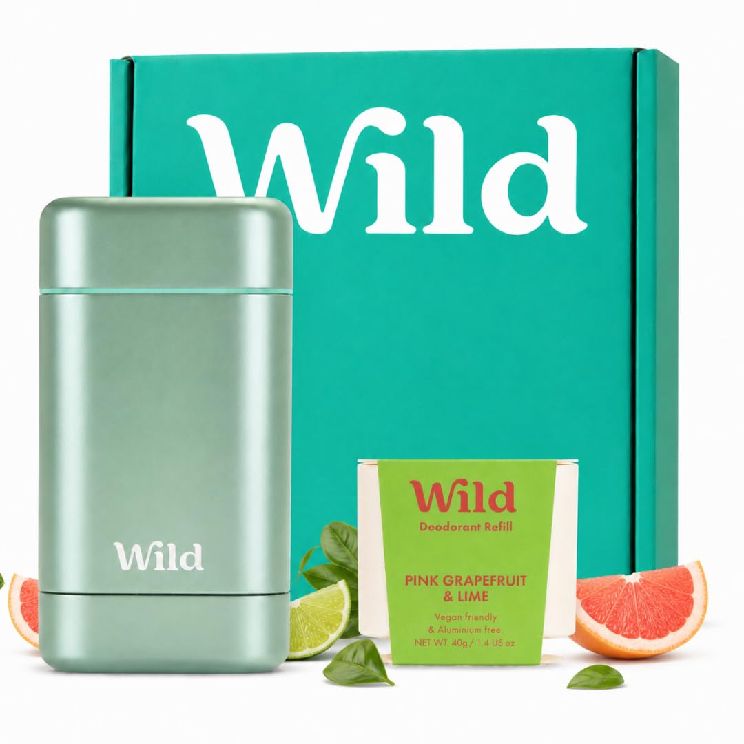 Wild Aluminum Free Natural Deodorant Starter Kit with Aqua case