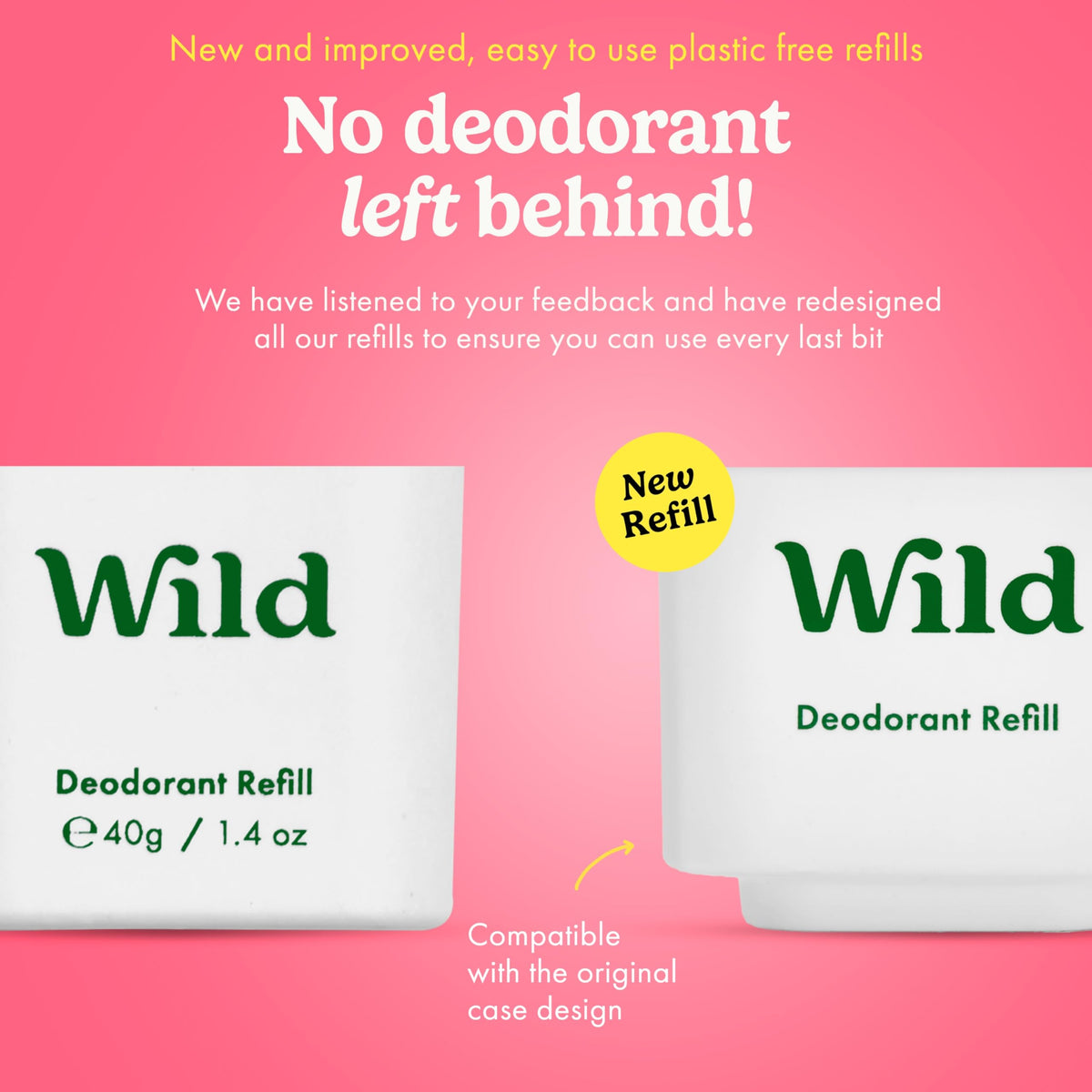 Wild Cherry Blossom deodorant refill with bamboo pulp packaging