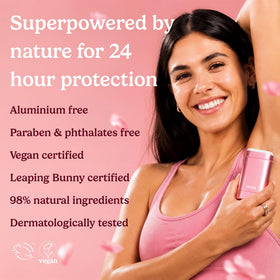 Wild deodorant case in pink with fresh cotton scent label