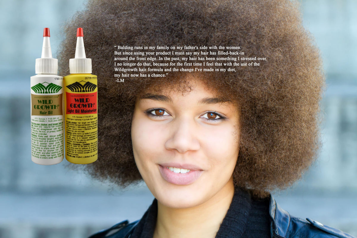 Wild Growth Hair Oil 4oz in a lifestyle setting with hair care products