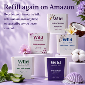 Wild Natural Deodorant purple case open with refills displayed