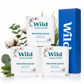 Wild Natural Deodorant Refills Fresh Cotton & Sea Salt box packaging