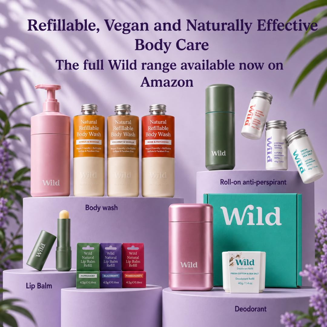 Wild Natural Deodorant Starter Kit packaging on a bathroom counter