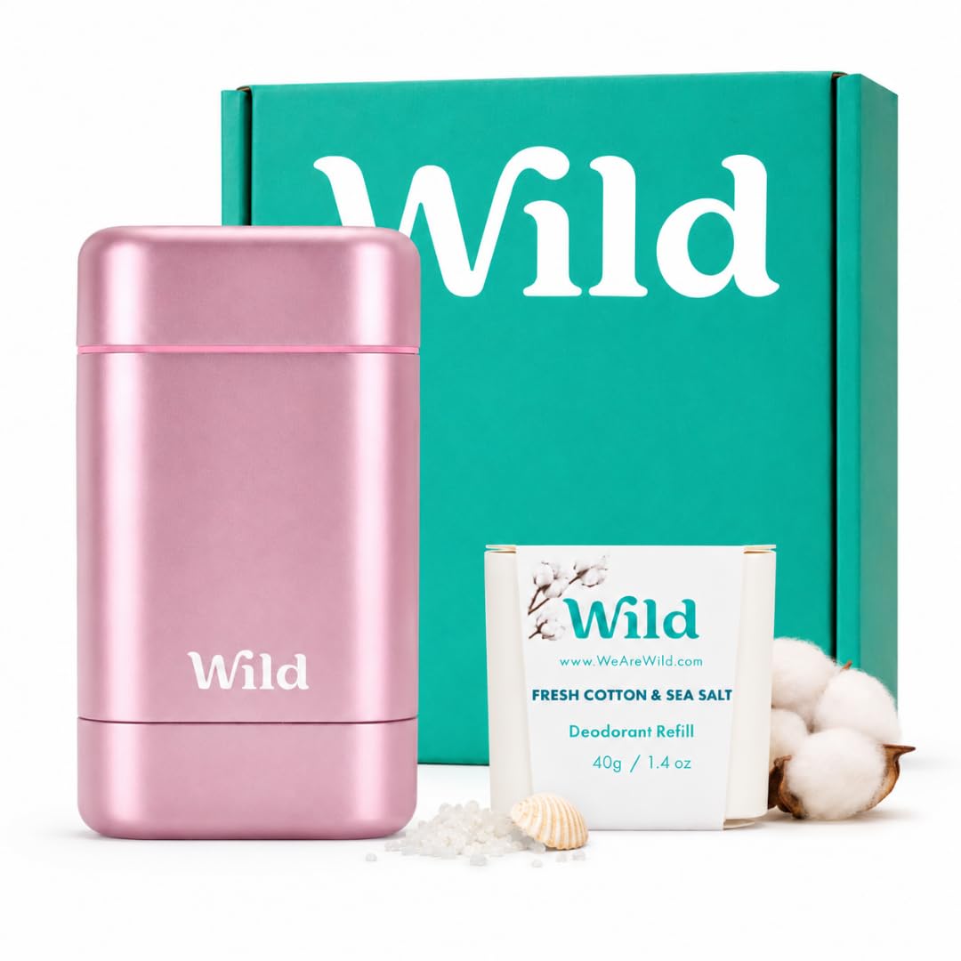 Wild Natural Deodorant Starter Kit with refillable pink case