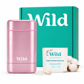 Wild Natural Deodorant Starter Kit with refillable pink case