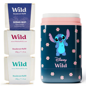 Wild Refillable Deodorant Starter Kit with Disney Lilo & Stitch case front view