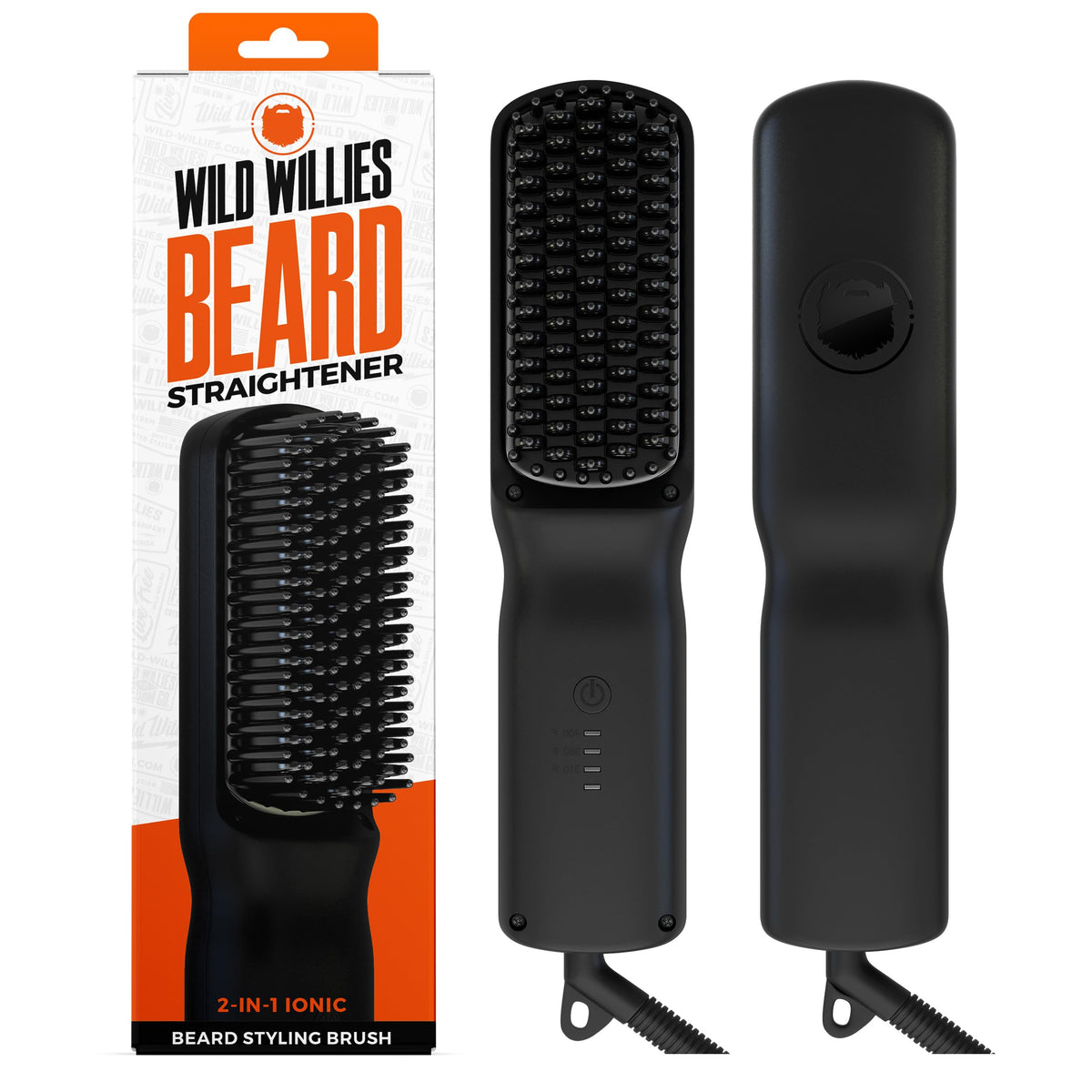 Wild Willies Beard Straightener Brush front view with tourmaline ceramic plates