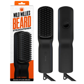 Wild Willies Beard Straightener Brush front view with tourmaline ceramic plates
