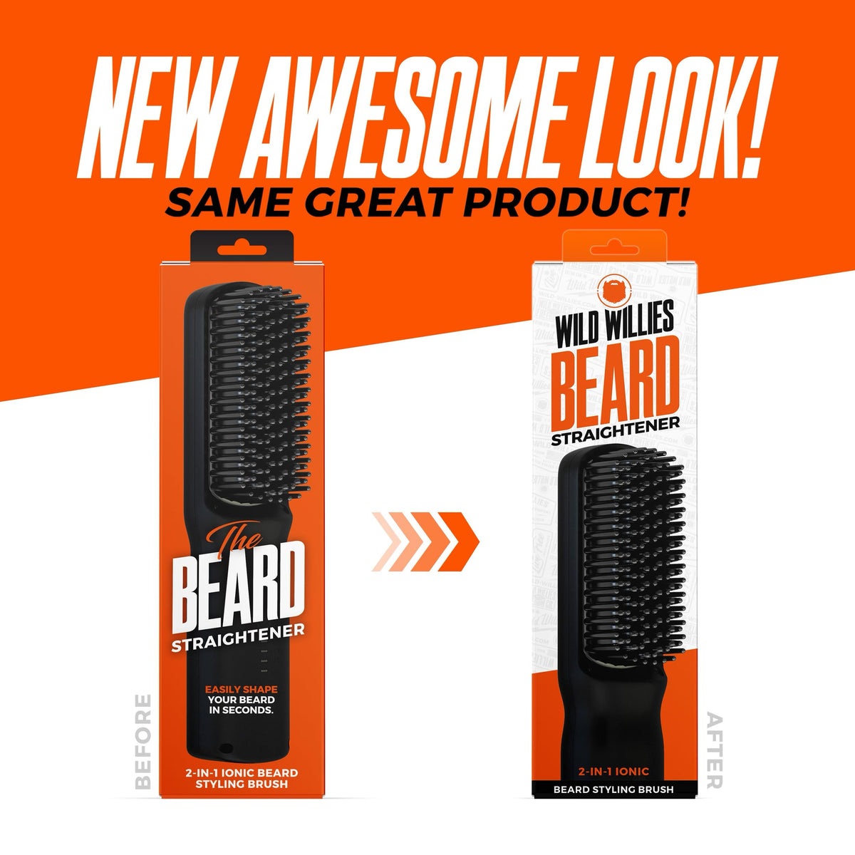 Wild Willies Beard Straightener Brush lifestyle scene with grooming products