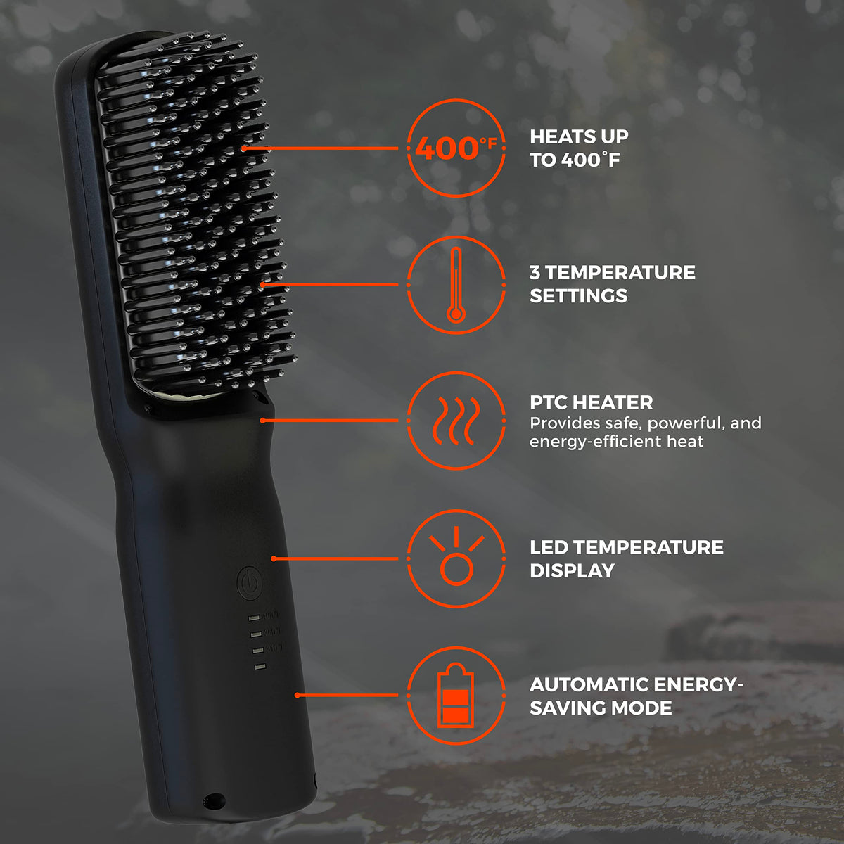 Wild Willies Beard Straightener Brush side view showing temperature control