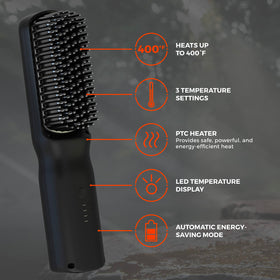 Wild Willies Beard Straightener Brush side view showing temperature control