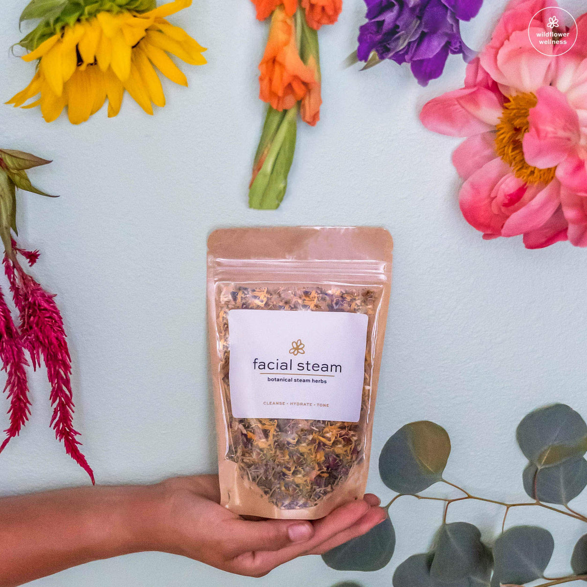 WILDFLOWER WELLNESS Botanical Facial Steam instructions card